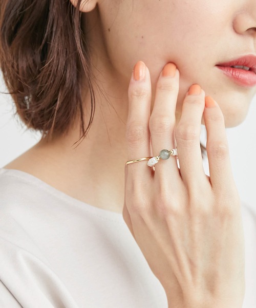 ROPE' PICNIC（ロペピクニック）の「天然石×淡水パールリング（リング・レディース・ピンク系その他2/グレー・FREE）」の9枚目の写真