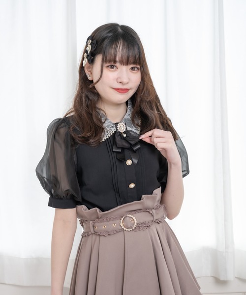 ROJITA(ロジータ)の「ボリュームスリーブビジュ釦ブラウス(シャツ/ブラウス・レディース・ブラック/ピンク/ホワイト・FREE)」の4枚目の写真