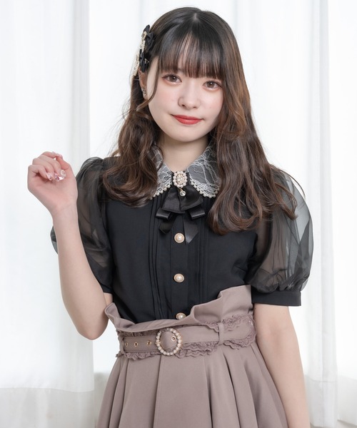 ROJITA(ロジータ)の「ボリュームスリーブビジュ釦ブラウス(シャツ/ブラウス・レディース・ブラック/ピンク/ホワイト・FREE)」の6枚目の写真