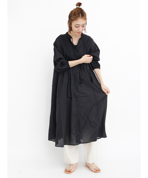 Lugnoncure（ルノンキュール）の「刺繍前開きワンピース（ワンピース・レディース・オフホワイト/グリーン/ブラック・ﾌﾘ-）」の2枚目の写真