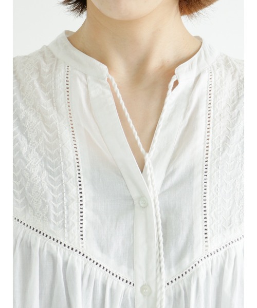 Lugnoncure（ルノンキュール）の「刺繍前開きワンピース（ワンピース・レディース・オフホワイト/グリーン/ブラック・ﾌﾘ-）」の9枚目の写真