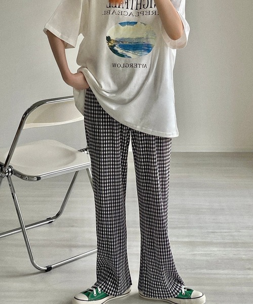 etade(エタード)の「プリーツ チェックパンツ etdwd22s005(その他パンツ・レディース・グリーン/ブラック・FREE)」の1枚目の写真