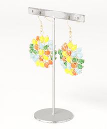 【チャイハネ】ガラスビーズフラワーピアス
