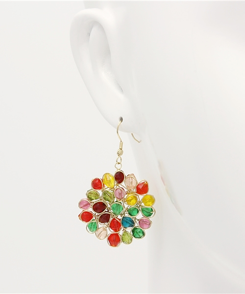 チャイハネ(チャイハネ)の「【チャイハネ】ガラスビーズフラワーピアス(ピアス(両耳用)・レディース・ブルー/レインボー/カラフル/レッド/グリーン/ミント/パープル/ライトピンク/オレンジ/ライトブルー/オレンジ系その他/マルチ・FREE)」の15枚目の写真