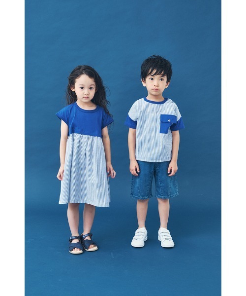 maarook（マルーク）の「コードレーンストライプワンピース（ワンピース・キッズ・ブルー・110cm/100cm/120cm/130cm/90cm）」の4枚目の写真