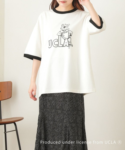 SENSE OF PLACE by URBAN RESEARCH（センスオブプレイスバイアーバンリサーチ）の「『別注』『ユニセックス』UCLA×SENSEOFPLACE　カレッジリンガーTシャツ（Tシャツ/カットソー・メンズ・ライトブルー/グリーン/ホワイト・MEDIUM/LARGE）」の2枚目の写真