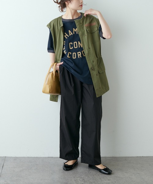 PUAL CE CIN（ピュアルセシン）の「リンガーカレッジロゴTシャツ（Tシャツ/カットソー・レディース・ネイビー/ナチュラル/グレイッシュベージュ・FREE）」の17枚目の写真