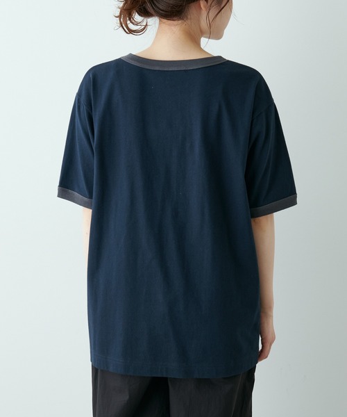 PUAL CE CIN（ピュアルセシン）の「リンガーカレッジロゴTシャツ（Tシャツ/カットソー・レディース・ネイビー/ナチュラル/グレイッシュベージュ・FREE）」の20枚目の写真