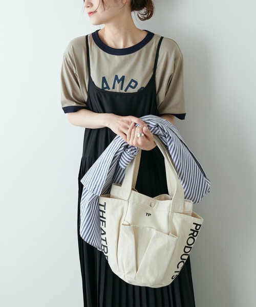 PUAL CE CIN（ピュアルセシン）の「リンガーカレッジロゴTシャツ（Tシャツ/カットソー・レディース・ネイビー/ナチュラル/グレイッシュベージュ・FREE）」の13枚目の写真