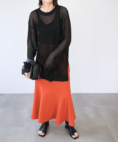 ＡＮＤＪ（アンドジェイ）の「カップ付バックオープンアシメキャミタンク（タンクトップ・レディース・オレンジ/オフホワイト/グリーン/ブラック・M）」の11枚目の写真