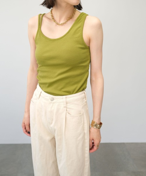 ＡＮＤＪ（アンドジェイ）の「カップ付バックオープンアシメキャミタンク（タンクトップ・レディース・オレンジ/オフホワイト/グリーン/ブラック・M）」の14枚目の写真