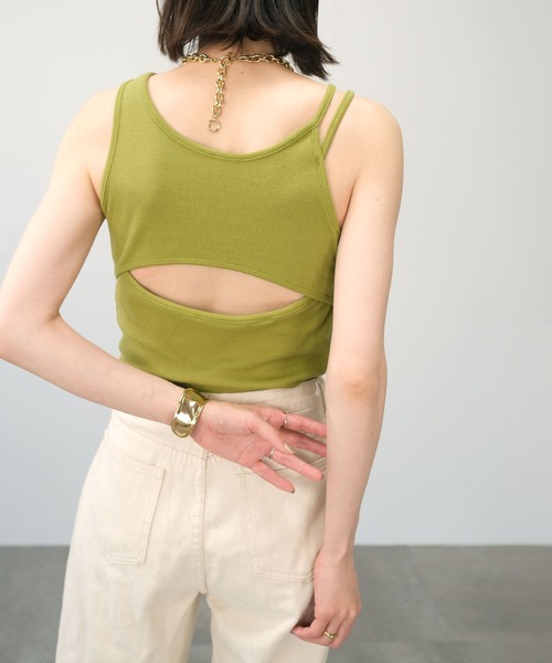 ＡＮＤＪ（アンドジェイ）の「カップ付バックオープンアシメキャミタンク（タンクトップ・レディース・オレンジ/オフホワイト/グリーン/ブラック・M）」の15枚目の写真