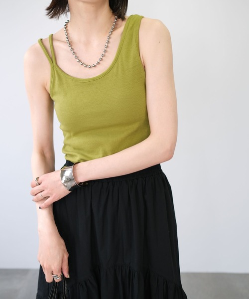 ＡＮＤＪ（アンドジェイ）の「カップ付バックオープンアシメキャミタンク（タンクトップ・レディース・オレンジ/オフホワイト/グリーン/ブラック・M）」の18枚目の写真