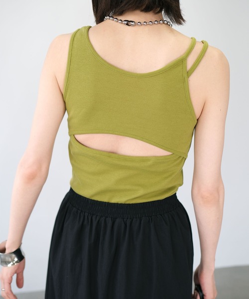 ＡＮＤＪ（アンドジェイ）の「カップ付バックオープンアシメキャミタンク（タンクトップ・レディース・オレンジ/オフホワイト/グリーン/ブラック・M）」の20枚目の写真