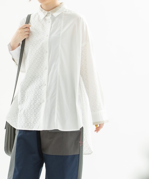 【新品タグ付き】nop de nod misc切り替え衿オーバーサイズシャツ M nop de nod（ノップドゥノッド）の「misc切り替え衿オーバー
