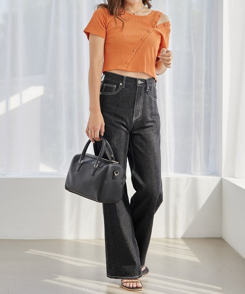 Heather(ヘザー)の「ナナメボタンManywayカットソー 345920(Tシャツ/カットソー・レディース・ブラック/オフホワイト/オレンジ・FREE)」の14枚目の写真