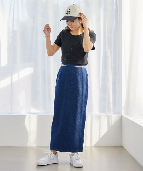 Heather(ヘザー)の「ナナメボタンManywayカットソー 345920(Tシャツ/カットソー・レディース・ブラック/オフホワイト/オレンジ・FREE)」の8枚目の写真