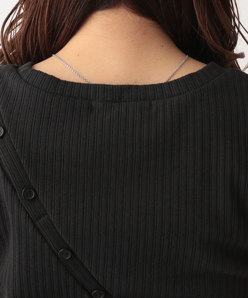 Heather(ヘザー)の「ナナメボタンManywayカットソー 345920(Tシャツ/カットソー・レディース・ブラック/オフホワイト/オレンジ・FREE)」の9枚目の写真