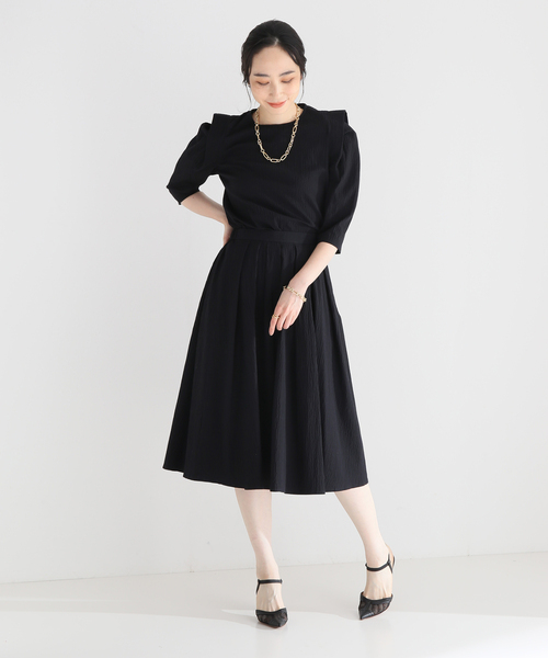 VERMEIL par iena（ヴェルメイユパーイエナ）の「リップルギャザースカート（スカート・レディース・ホワイト/ブラック・36/38）」の6枚目の写真