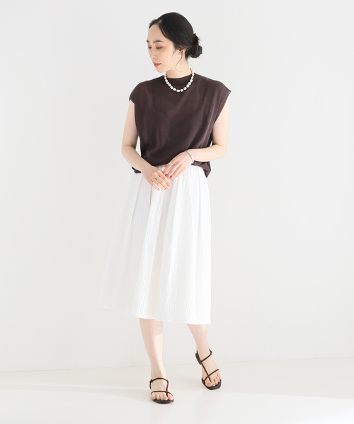 VERMEIL par iena（ヴェルメイユパーイエナ）の「リップルギャザースカート（スカート・レディース・ホワイト/ブラック・36/38）」の15枚目の写真