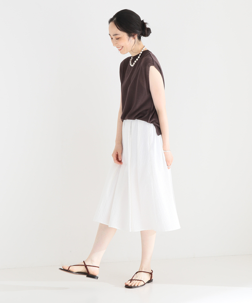 VERMEIL par iena（ヴェルメイユパーイエナ）の「リップルギャザースカート（スカート・レディース・ホワイト/ブラック・36/38）」の22枚目の写真