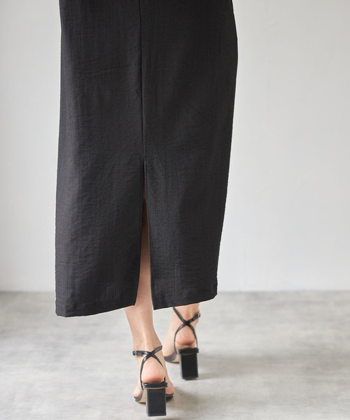 each（イーチ）の「バックVオープンリネンタッチジャンパースカート（ジャンパースカート・レディース・ブラック/ベージュ・FREE）」の10枚目の写真