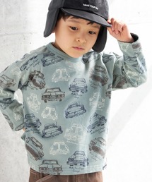 MAKE YOUR DAY（メイクユアデイ）の「ヴィンテージカー総柄長袖Tシャツ■80～140cm（Tシャツ/カットソー）」