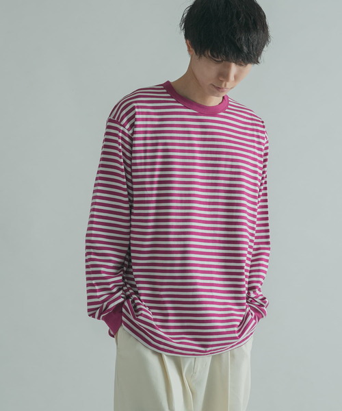 FORK&SPOON（フォークアンドスプーン）の「『ユニセックス』FORK&SPOON　ボーダーロングスリーブTシャツ（Tシャツ/カットソー・メンズ・ブラック系その他/ブラウン系その他/グリーン系その他/ピンク系その他・4/3/5）」の4枚目の写真