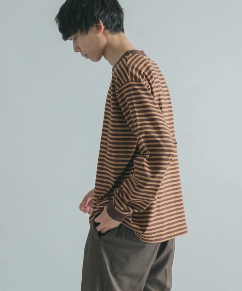 FORK&SPOON（フォークアンドスプーン）の「『ユニセックス』FORK&SPOON　ボーダーロングスリーブTシャツ（Tシャツ/カットソー・メンズ・ブラック系その他/ブラウン系その他/グリーン系その他/ピンク系その他・4/3/5）」の6枚目の写真