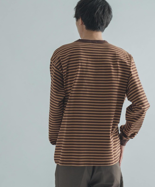 FORK&SPOON（フォークアンドスプーン）の「『ユニセックス』FORK&SPOON　ボーダーロングスリーブTシャツ（Tシャツ/カットソー・メンズ・ブラック系その他/ブラウン系その他/グリーン系その他/ピンク系その他・4/3/5）」の7枚目の写真