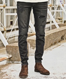 <Safari12月号掲載>ビンテージスラブストレッチクラッシュ&リペアデニムパンツ