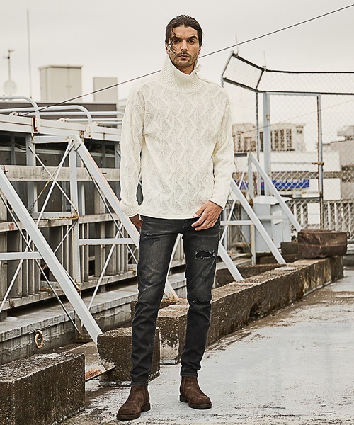 RATTLE TRAP(ラトルトラップ)の「<Safari12月号掲載>ビンテージスラブストレッチクラッシュ&リペアデニムパンツ(デニムパンツ・メンズ・ブラック/ブルー・LL/S/M/L)」の6枚目の写真