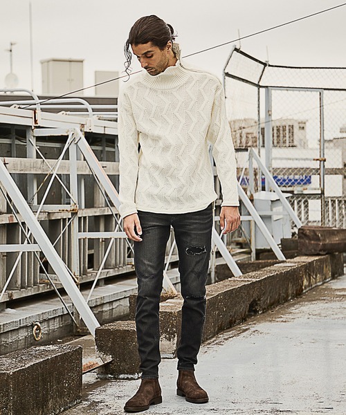 RATTLE TRAP(ラトルトラップ)の「<Safari12月号掲載>ビンテージスラブストレッチクラッシュ&リペアデニムパンツ(デニムパンツ・メンズ・ブラック/ブルー・LL/S/M/L)」の7枚目の写真