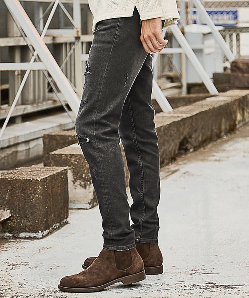 RATTLE TRAP(ラトルトラップ)の「<Safari12月号掲載>ビンテージスラブストレッチクラッシュ&リペアデニムパンツ(デニムパンツ・メンズ・ブラック/ブルー・LL/S/M/L)」の13枚目の写真