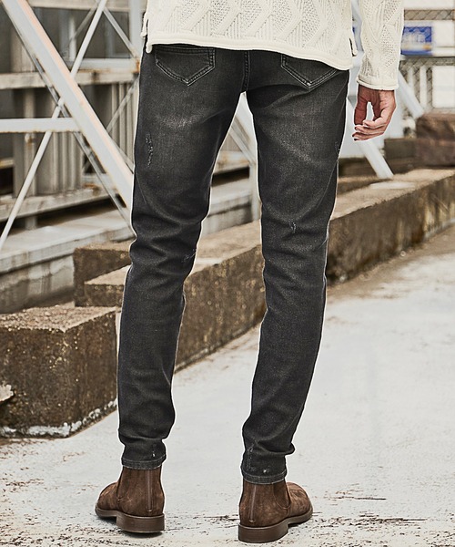 RATTLE TRAP(ラトルトラップ)の「<Safari12月号掲載>ビンテージスラブストレッチクラッシュ&リペアデニムパンツ(デニムパンツ・メンズ・ブラック/ブルー・LL/S/M/L)」の14枚目の写真