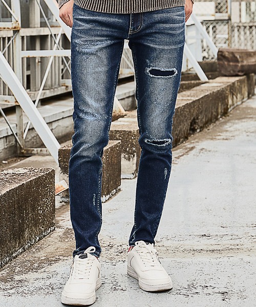 RATTLE TRAP(ラトルトラップ)の「<Safari12月号掲載>ビンテージスラブストレッチクラッシュ&リペアデニムパンツ(デニムパンツ・メンズ・ブラック/ブルー・LL/S/M/L)」の19枚目の写真