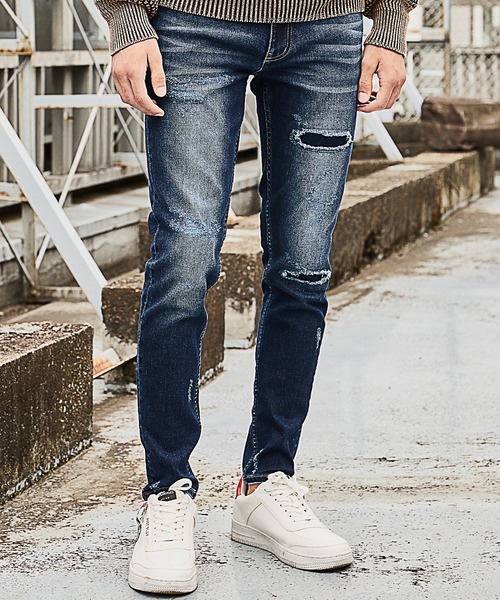 RATTLE TRAP(ラトルトラップ)の「<Safari12月号掲載>ビンテージスラブストレッチクラッシュ&リペアデニムパンツ(デニムパンツ・メンズ・ブラック/ブルー・LL/S/M/L)」の21枚目の写真