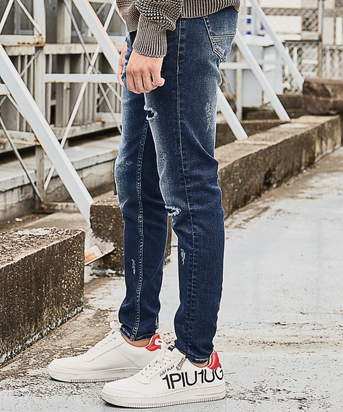 RATTLE TRAP(ラトルトラップ)の「<Safari12月号掲載>ビンテージスラブストレッチクラッシュ&リペアデニムパンツ(デニムパンツ・メンズ・ブラック/ブルー・LL/S/M/L)」の22枚目の写真