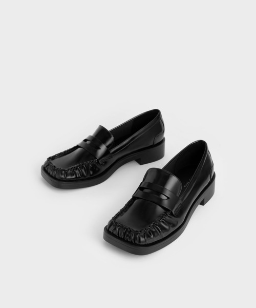 CHARLES & KEITH（チャールズ & キース）の「ルーシュド スクエアトゥローファー（ローファー・レディース・ブラック/イエロー/マルーン・22.5cm/24.5cm/23cm/25.5cm/25cm/23.5cm）」の4枚目の写真