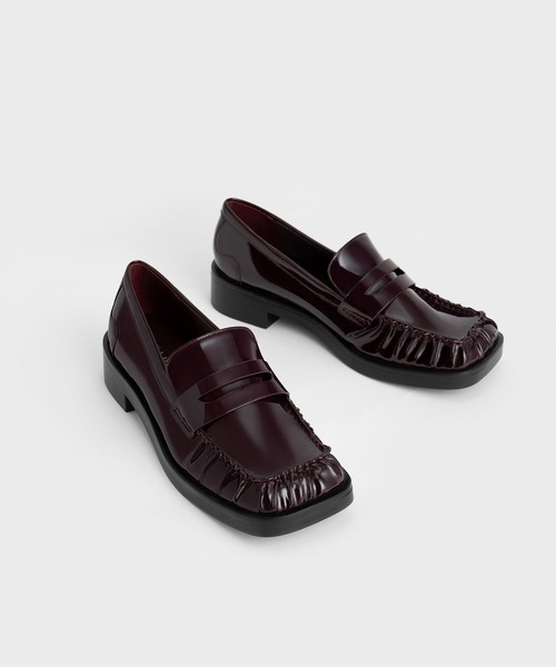 CHARLES & KEITH（チャールズ & キース）の「ルーシュド スクエアトゥローファー（ローファー・レディース・ブラック/イエロー/マルーン・22.5cm/24.5cm/23cm/25.5cm/25cm/23.5cm）」の12枚目の写真