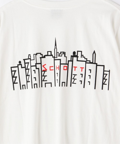 schott(ショット)の「Schott/ショット/xManhattan Portage/マンハッタンポーテージ/SKYLINE LONGSLEEVE T-SHIRT/スカイライン ロンT(Tシャツ/カットソー・メンズ・ホワイト/ブラック・M/L/XL)」の4枚目の写真