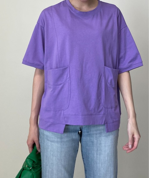 DOLLUPOOPS(ドールアップウップス)の「ポケット付き BIG Tシャツ(Tシャツ/カットソー・レディース・チャコールグレー/ブラック/パープル/マスタード・38)」の3枚目の写真