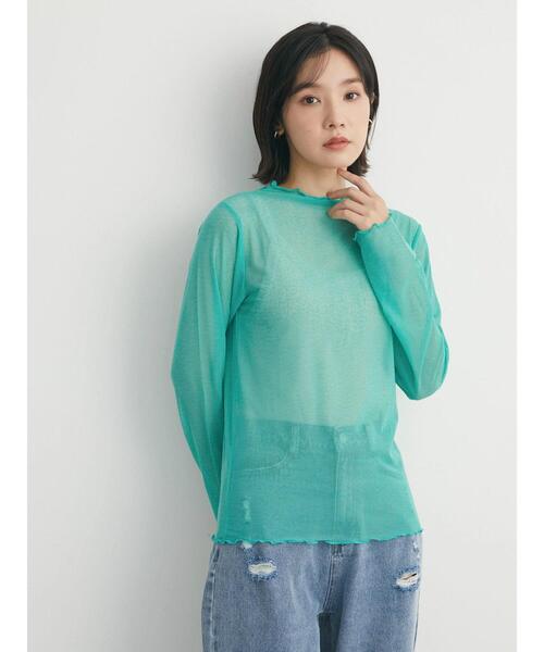 Green　Parks（グリーンパークス）の「・novem 9 シアーメローハイネック（Tシャツ/カットソー・レディース・ターコイズブルー/ブルー/ラベンダー/ブラック・FREE）」の11枚目の写真