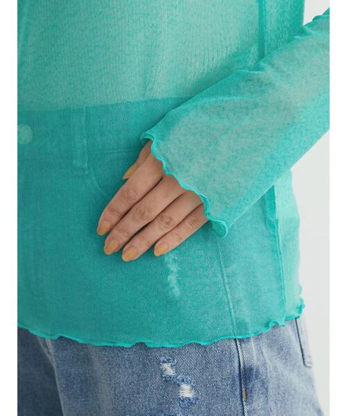 Green　Parks（グリーンパークス）の「・novem 9 シアーメローハイネック（Tシャツ/カットソー・レディース・ターコイズブルー/ブルー/ラベンダー/ブラック・FREE）」の15枚目の写真