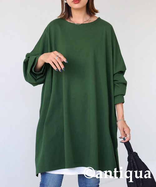 antiqua（アンティカ）の「綿100%スーパーBIGロンT（Tシャツ/カットソー・レディース・ホワイト/ブラック/グレー/グリーン・FREE）」の4枚目の写真