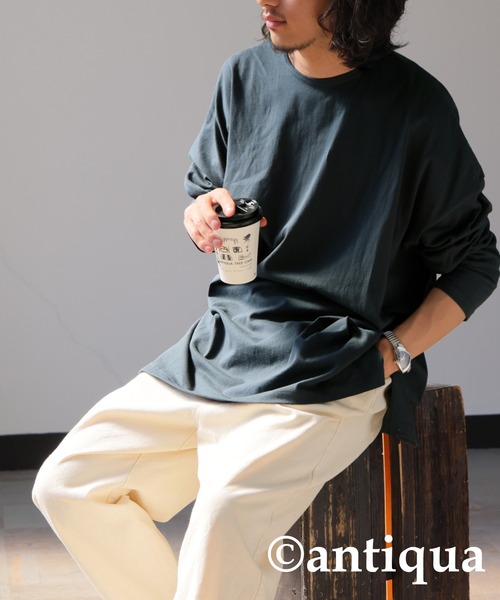 antiqua（アンティカ）の「綿100%スーパーBIGロンT（Tシャツ/カットソー・レディース・ホワイト/ブラック/グレー/グリーン・FREE）」の22枚目の写真