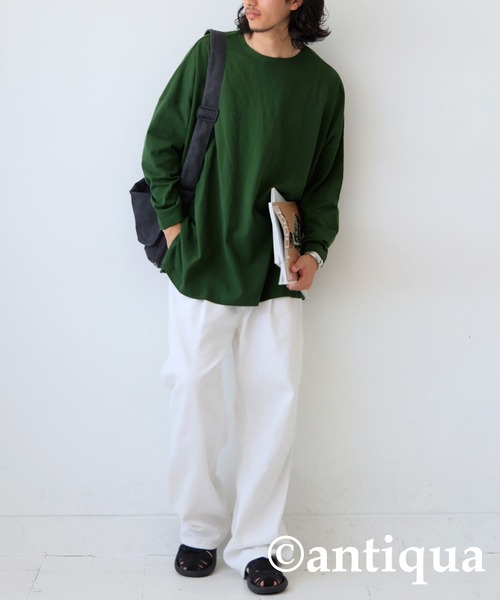 antiqua（アンティカ）の「綿100%スーパーBIGロンT（Tシャツ/カットソー・レディース・ホワイト/ブラック/グレー/グリーン・FREE）」の12枚目の写真