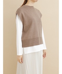 バックパールボタンニットベスト