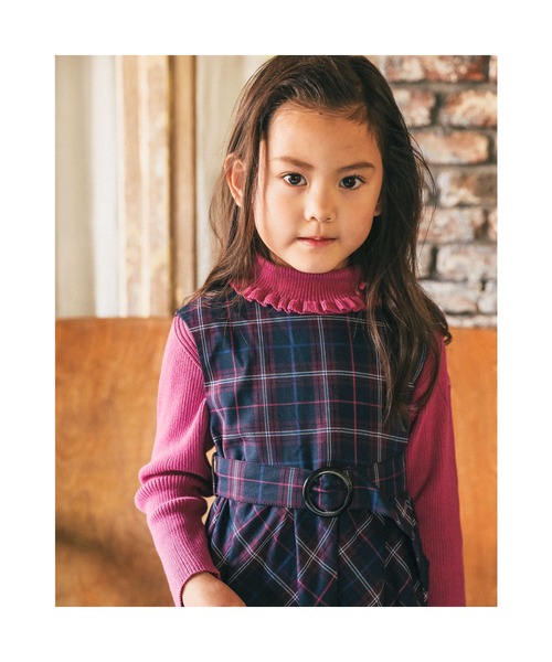 BeBe(ベベ)の「BeBe/【お揃い】チェックベルト付きワンピース(90~150cm)(ワンピース・キッズ・パープル系その他・120/110/100/140/150/90/130)」の4枚目の写真
