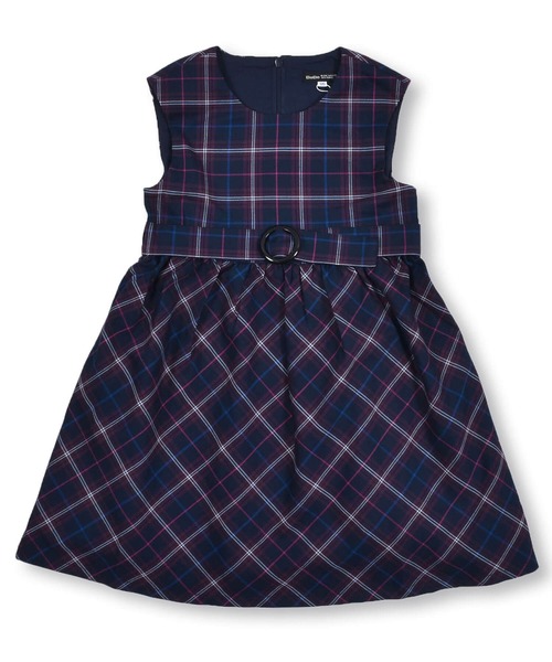BeBe(ベベ)の「BeBe/【お揃い】チェックベルト付きワンピース(90~150cm)(ワンピース・キッズ・パープル系その他・120/110/100/140/150/90/130)」の5枚目の写真